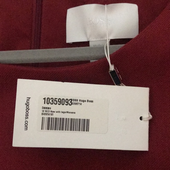 NWT HUGO BOSS Daletana Soft Twill Dress Dark Red Color - Picture 4 of 8